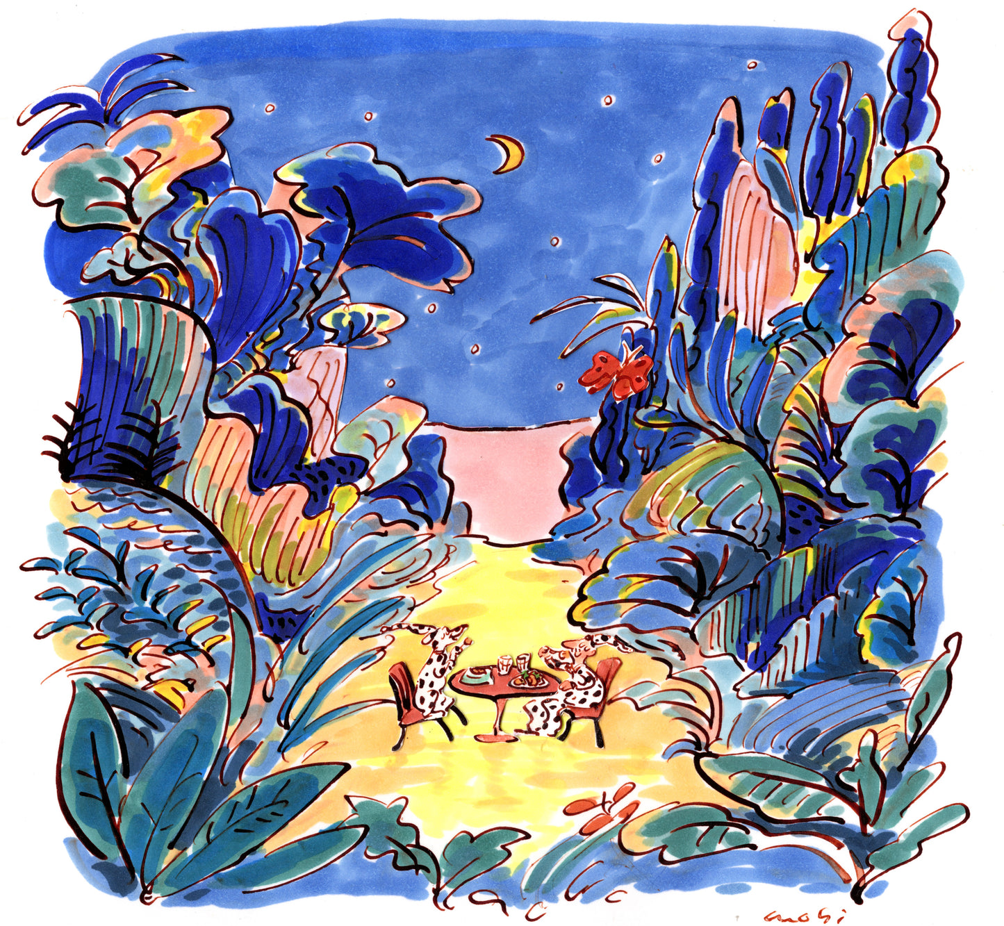 今日は月でも眺めながらのんびり食事しよう / Let’s have a leisurely meal today while gazing at the moon.