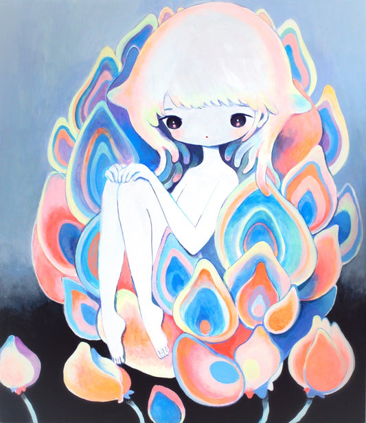 花に座る