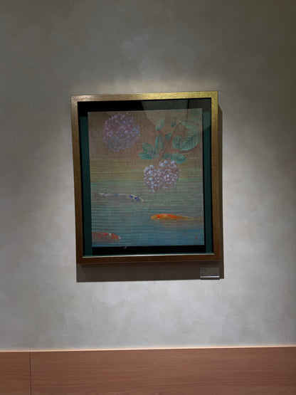 紫陽花と鯉図